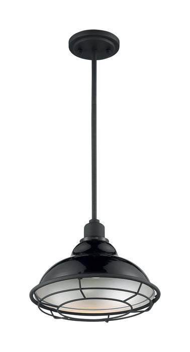 One Light Pendant from the Newbridge collection in Gloss Black / Silver finish