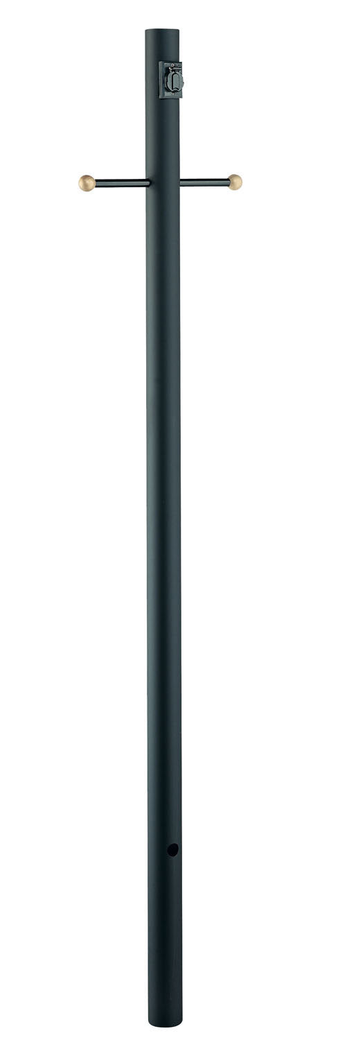 Acclaim Lighting - 98BK - 7 ft. Smooth with Crossarm and Convenience Outlet Lamp Post - Direct Burial Lamp Posts - Matte Black