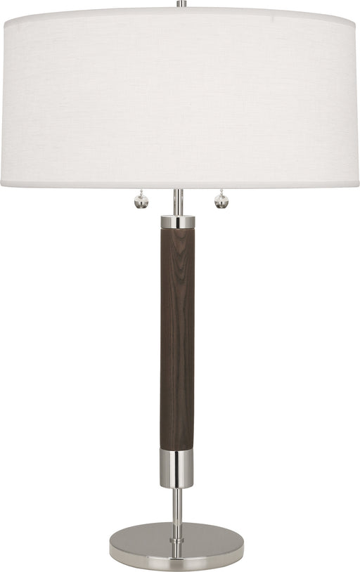 Robert Abbey - S205 - Two Light Table Lamp - Dexter - Polished Nickel w/ Dark Walnuted Wood Column