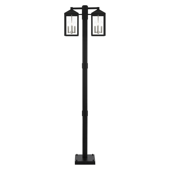 Livex Lighting - 20599-04 - Six Light Outdoor Post Light - Nyack - Black with Brushed Nickel Cluster
