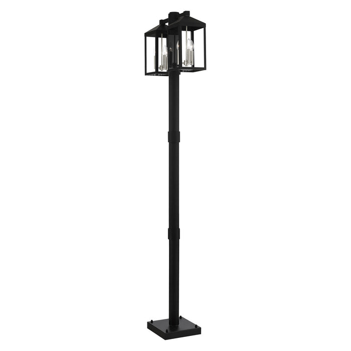 Six Light Outdoor Post Light from the Nyack collection in Black with Brushed Nickel Cluster finish