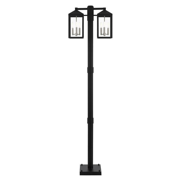 Six Light Outdoor Post Light from the Nyack collection in Black with Brushed Nickel Cluster finish