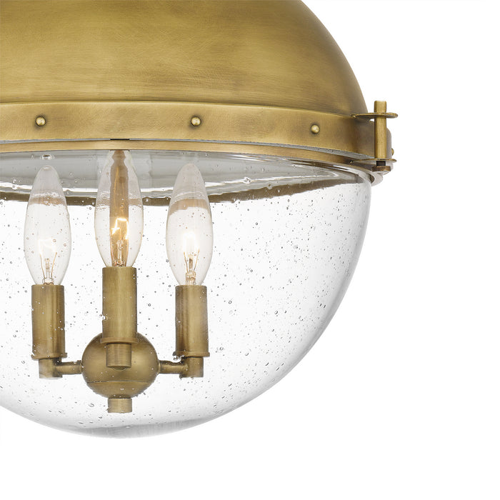 Three Light Semi Flush Mount from the Perrine collection in Weathered Brass finish