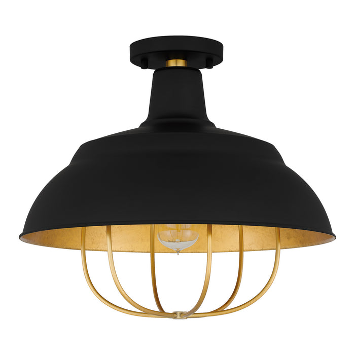 One Light Semi Flush Mount from the Darmody collection in Matte Black finish