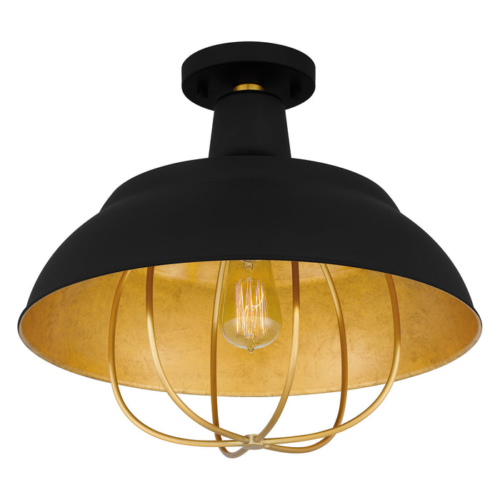 One Light Semi Flush Mount from the Darmody collection in Matte Black finish