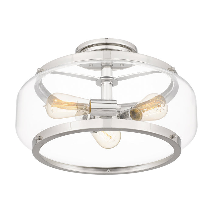 Three Light Semi Flush Mount from the Tapley collection in Polished Nickel finish