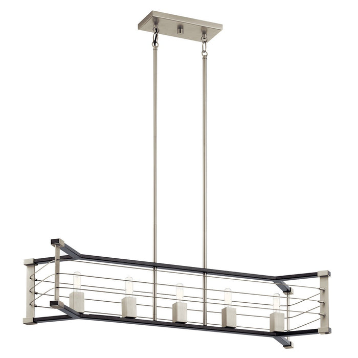 Kichler 39 Inch Five Light Linear Chandelier with Unique Midnight Oak Finish