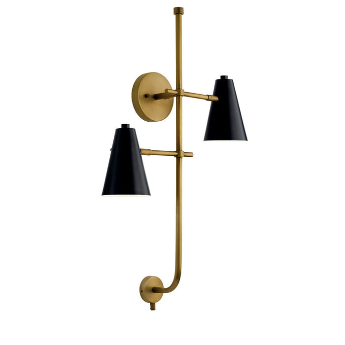 Kichler 30.5 Inch Two Light Wall Sconce In Metal Cone Shade