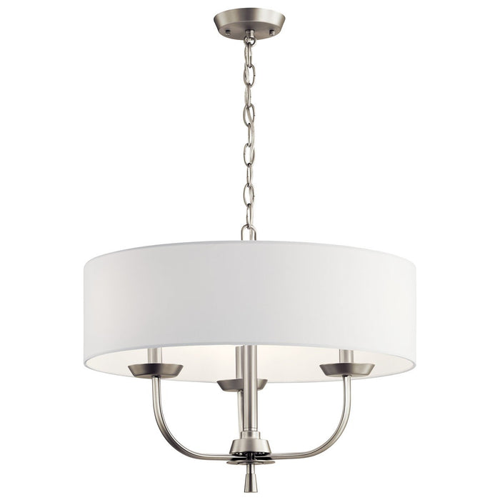 Kichler 15 Inch Three Light Chandelier In Fabric Drum Shade