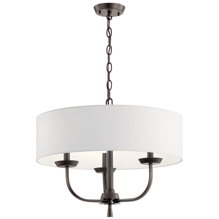 Kichler 15 Inch Three Light Chandelier In Fabric Drum Shade