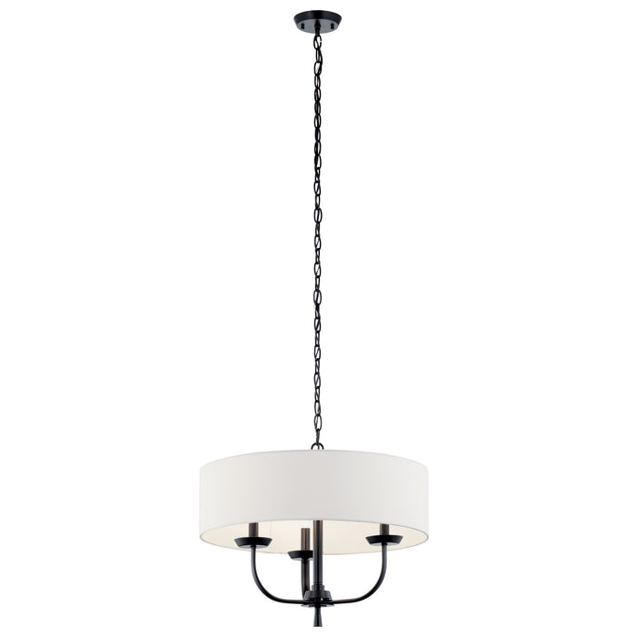 Kichler 15 Inch Three Light Chandelier In Fabric Drum Shade