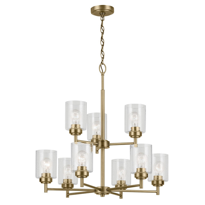 Kichler Nine Light Chandelier with Removable Glass In Brass Finish