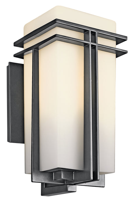 Kichler One Light Outdoor Wall Mount Black with Satin Etched Cased Opal Glass