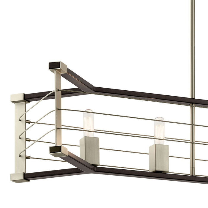 Kichler Seven Light Linear Chandelier with Unique Midnight Oak Finish