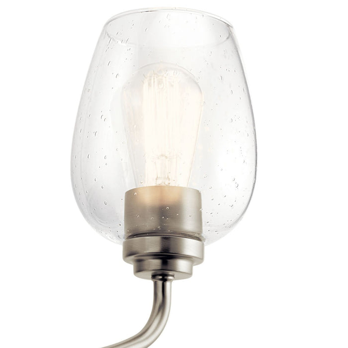 Kichler One Light Wall Sconce In Goblet Shaped Clear Seeded Glass Shades