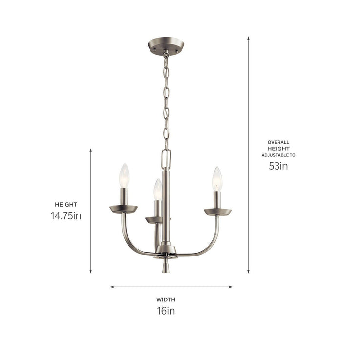 Kichler 14.75 Inch Three Light Mini Chandelier