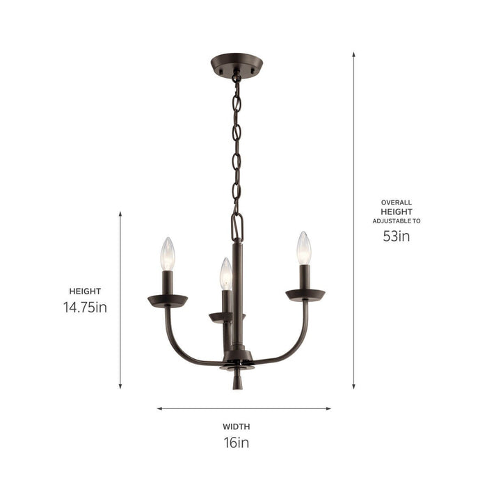 Kichler 14.75 Inch Three Light Mini Chandelier