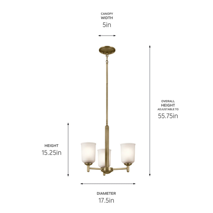 Kichler Three Light Mini Chandelier with Removable Glass