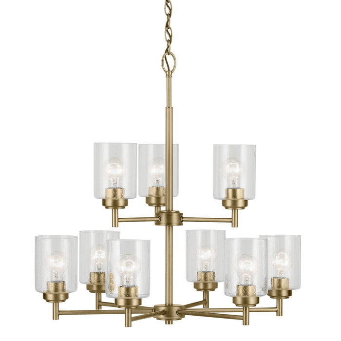 Kichler Nine Light Chandelier with Removable Glass In Brass Finish