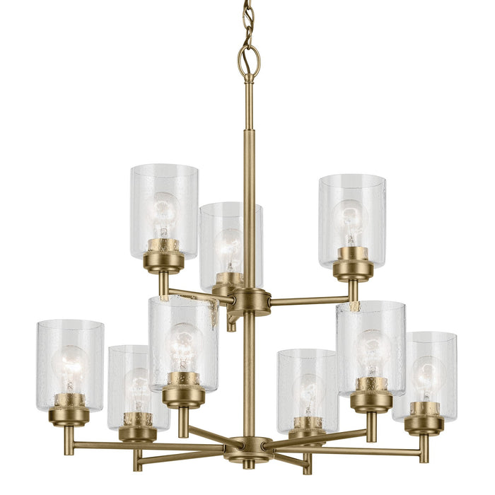 Kichler Nine Light Chandelier with Removable Glass In Brass Finish