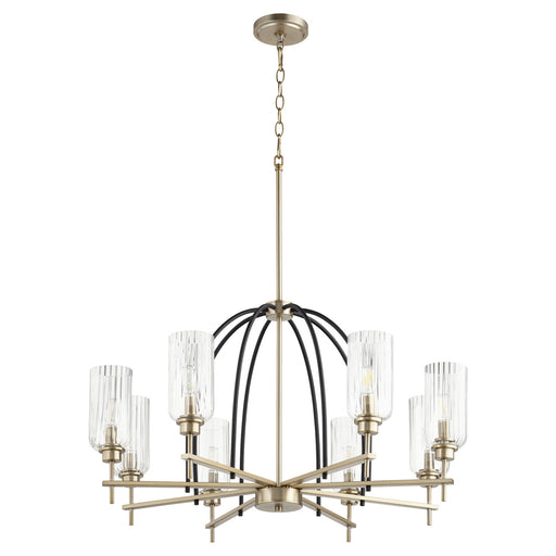 Quorum - 607-8-6980 - Eight Light Chandelier - Espy - Noir w/ Aged Brass