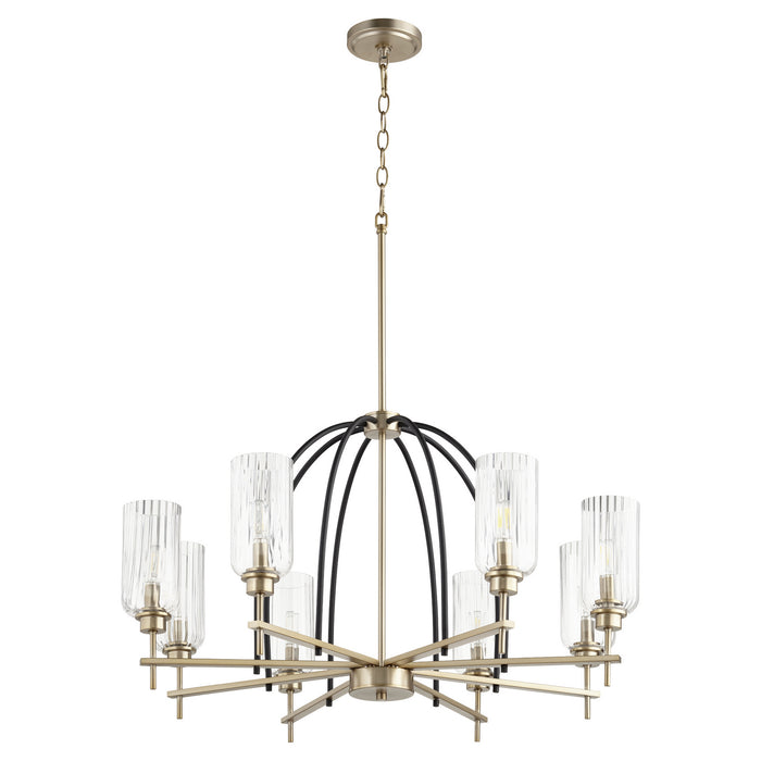 Quorum - 607-8-6980 - Eight Light Chandelier - Espy - Noir w/ Aged Brass