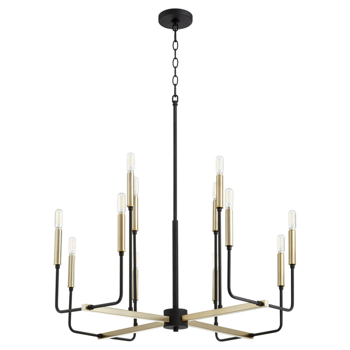 Quorum - 631-126980 - 12 Light Chandelier - Lacy - Noir w/ Aged Brass