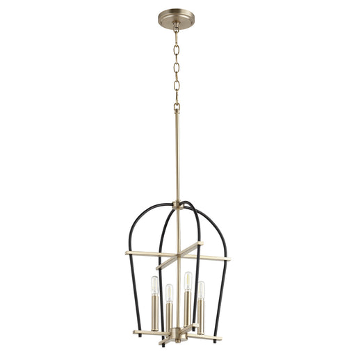 Quorum - 687-6980 - Four Light Entry Pendant - Espy - Noir w/ Aged Brass