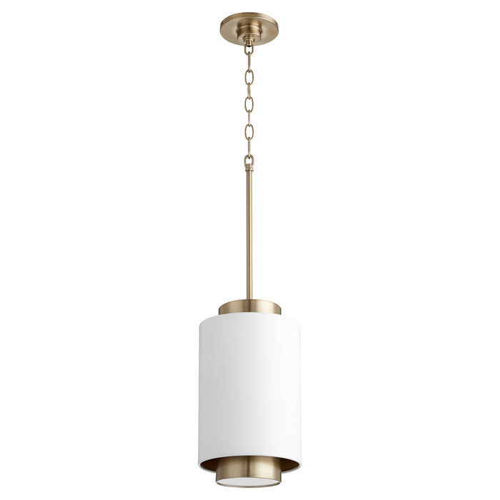 Quorum - 8008-0880 - One Light Pendant - Studio White / Aged Brass