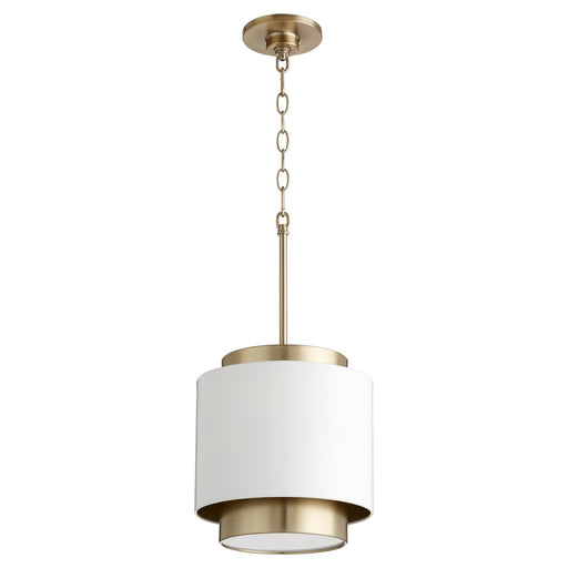 Quorum - 8010-0880 - One Light Pendant - Studio White / Aged Brass