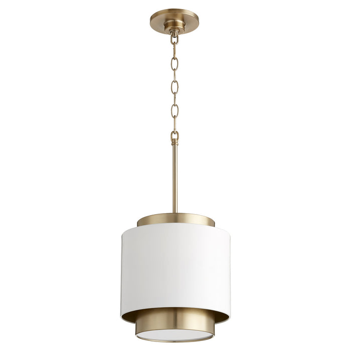 Quorum - 8010-0880 - One Light Pendant - Studio White / Aged Brass