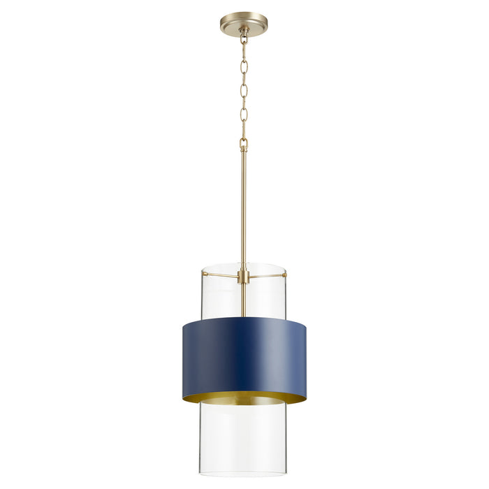 Quorum - 8013-3280 - One Light Pendant - Aged Brass w/ Blue