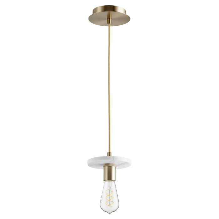 Quorum - 822-0680 - One Light Pendant - Aged Brass w/ White Marble