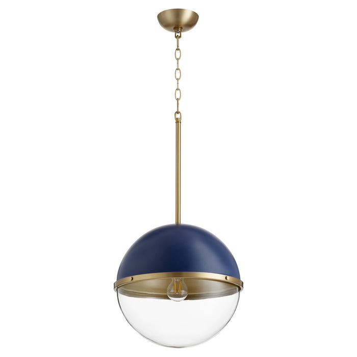 Quorum - 83-12-3280 - One Light Pendant - Blue w/ Aged Brass