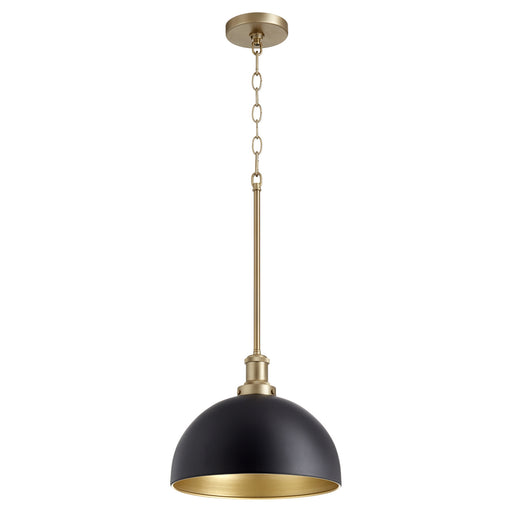 Quorum - 876-6980 - One Light Pendant - Noir w/ Aged Brass