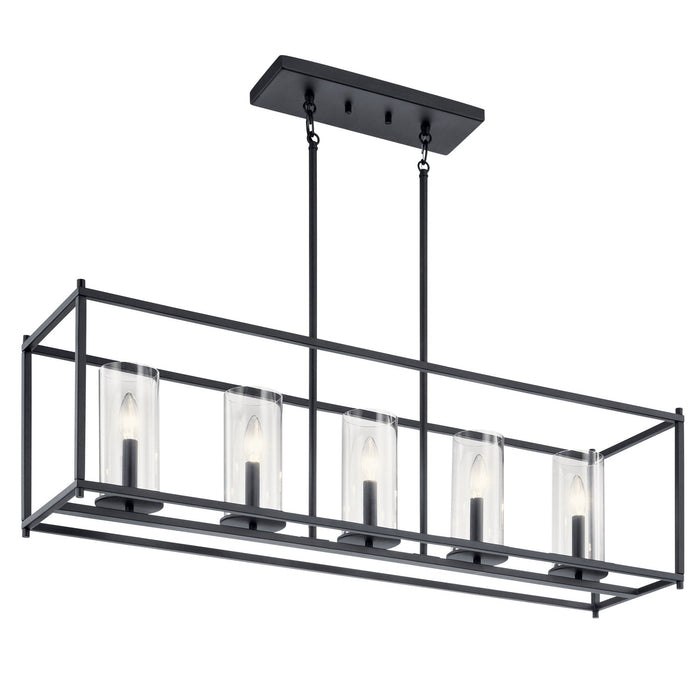 Five Light Linear Chandelier from the Crosby collection
