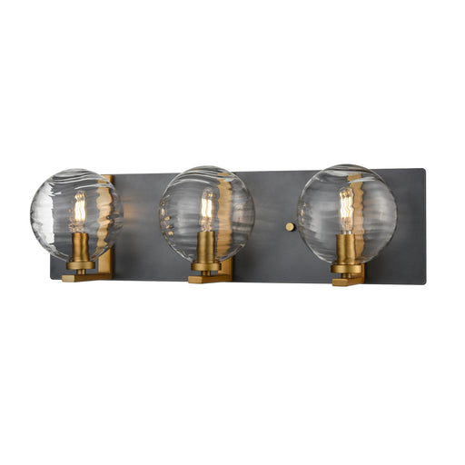 DVI Lighting - DVP40443BR+GR-RPG - Three Light Vanity - Tropea - Brass/Graphite w/ Ripple Glass