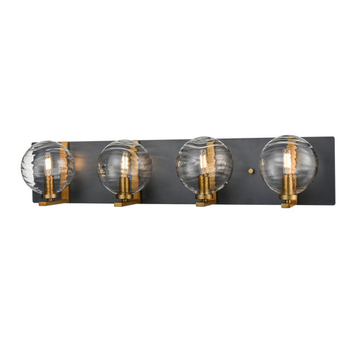 DVI Lighting - DVP40444BR+GR-RPG - Four Light Vanity - Tropea - Brass/Graphite w/ Ripple Glass