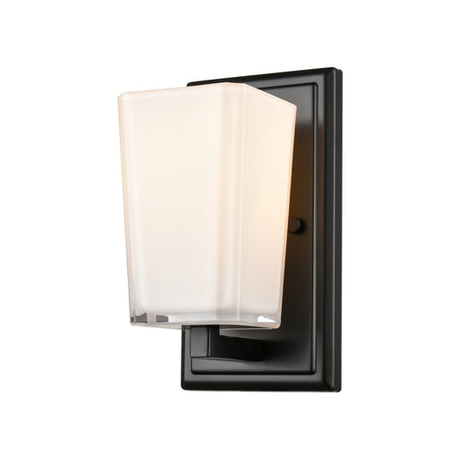 DVI Lighting - DVP47901EB-SSOP - One Light Wall Sconce - Riverside - Ebony w/ Silk Screen Opal Glass