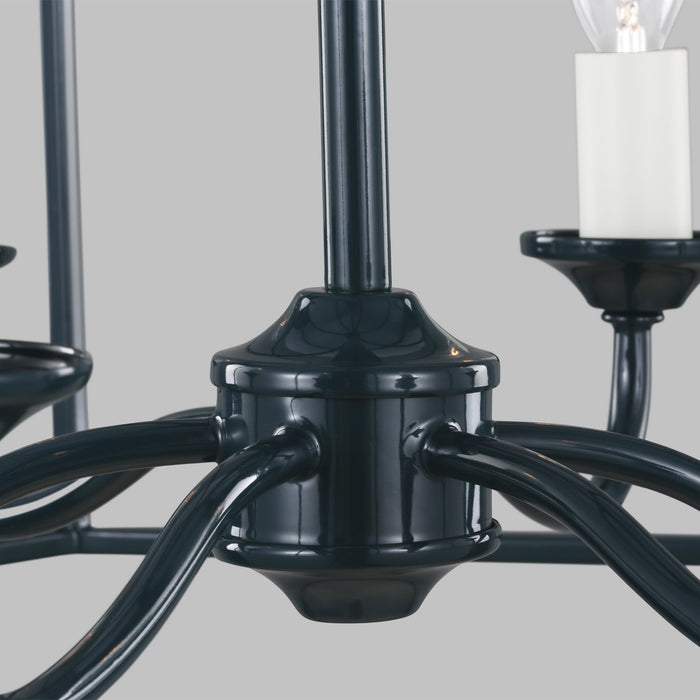 Six Light Chandelier from the BANTRY HOUSE collection in Dutch Blue finish