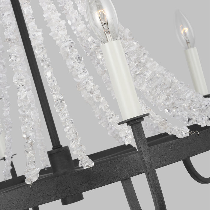 Six Light Chandelier from the LEON collection in Dark Weathered Zinc finish