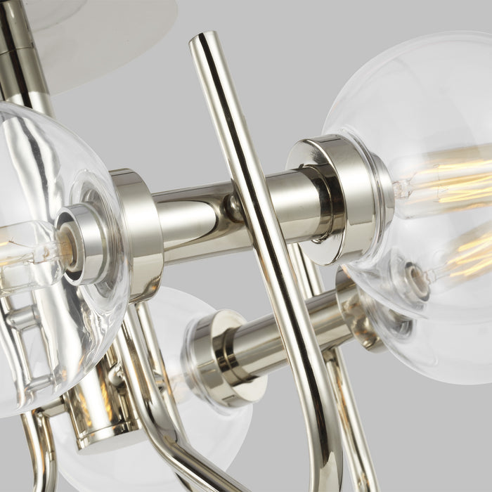 Six Light Semi-Flush Mount from the VERNE collection in Polished Nickel finish