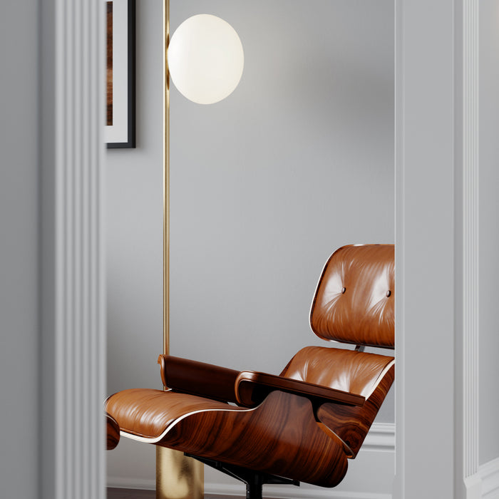 One Light Floor Lamp from the LUNE collection in Burnished Brass finish