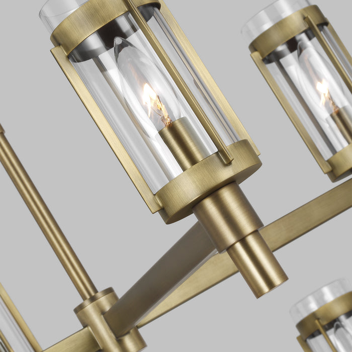 Eight Light Chandelier from the FLYNN collection in Time Worn Brass finish