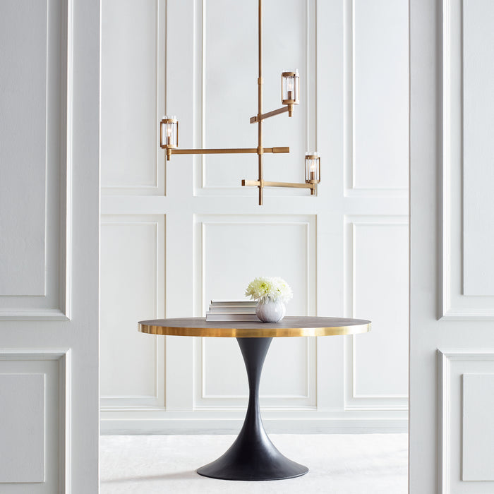 Three Light Chandelier from the FLYNN collection in Time Worn Brass finish