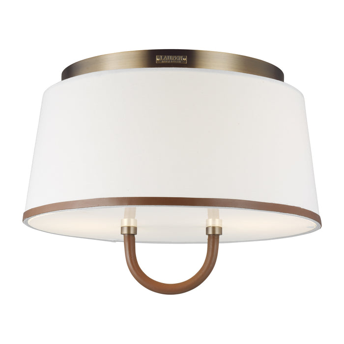 Two Light Flush Mount from the KATIE collection in Time Worn Brass finish