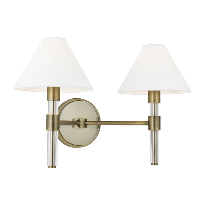 Two Light Vanity from the ROBERT collection in Time Worn Brass finish
