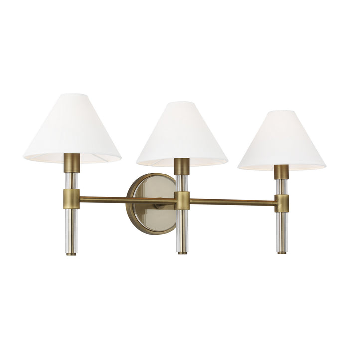 Three Light Vanity from the ROBERT collection in Time Worn Brass finish
