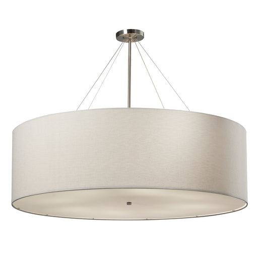 Justice Designs - FAB-9597-WHTE-NCKL - Eight Light Pendant - Textile™ - Brushed Nickel