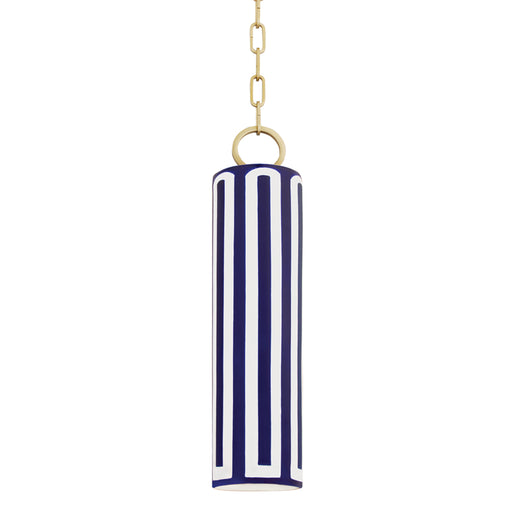 Hudson Valley - 2384-AGB/BL - One Light Pendant - Brookville - Aged Brass/Blue Combo